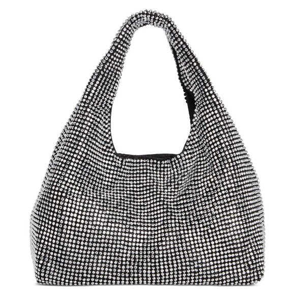 INC International Concepts Handbags - I.N.C International Concepts Mesh Crystal Hobo Bag - Pewter